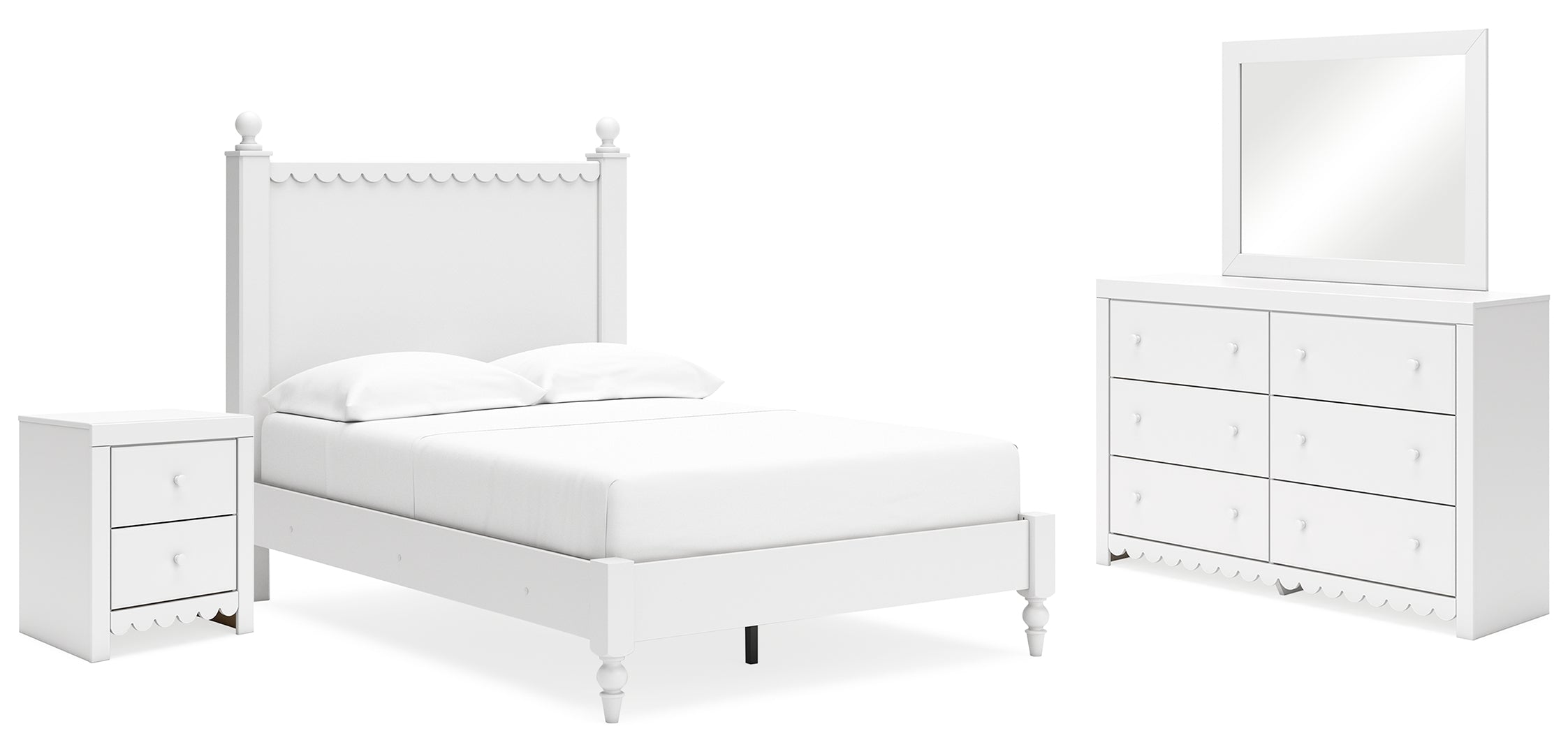 Mollviney White Panel Bedroom Set