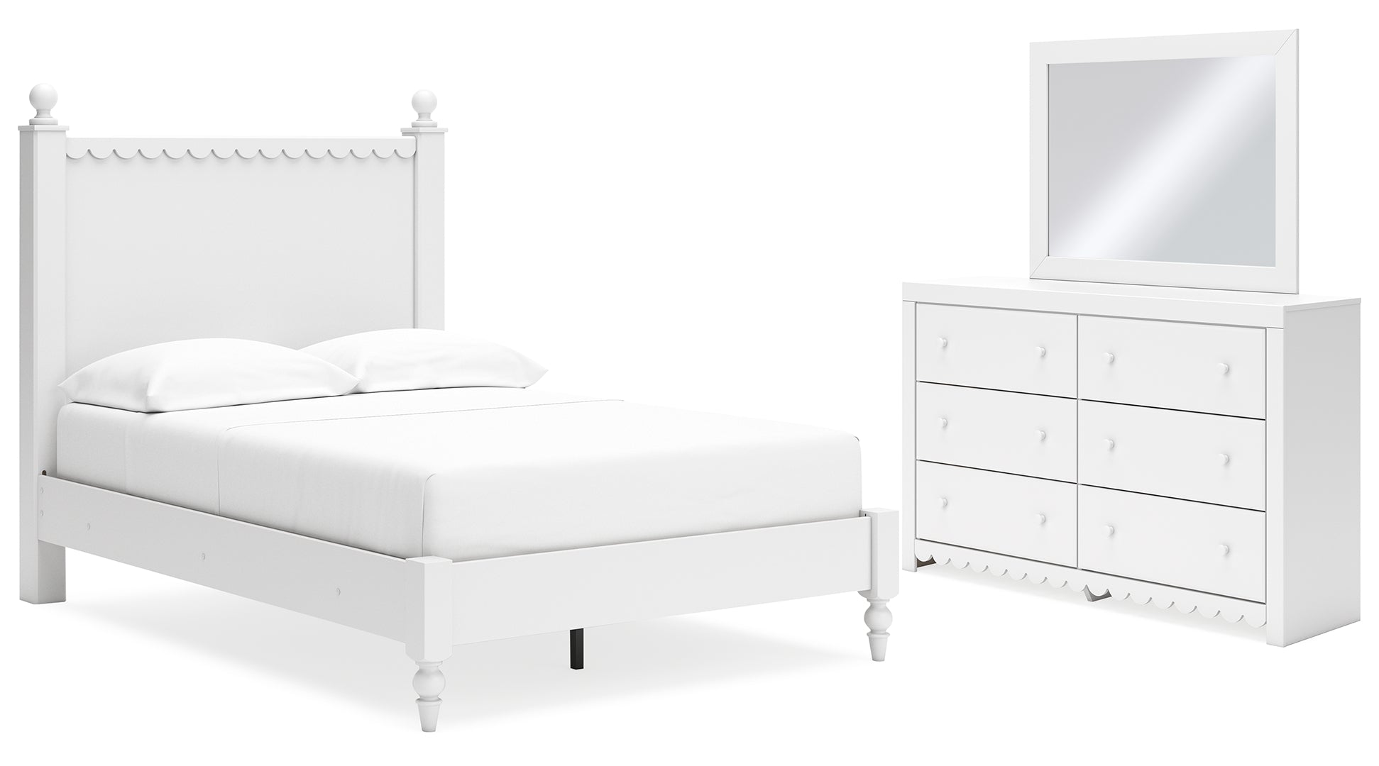 Mollviney White Panel Bedroom Set