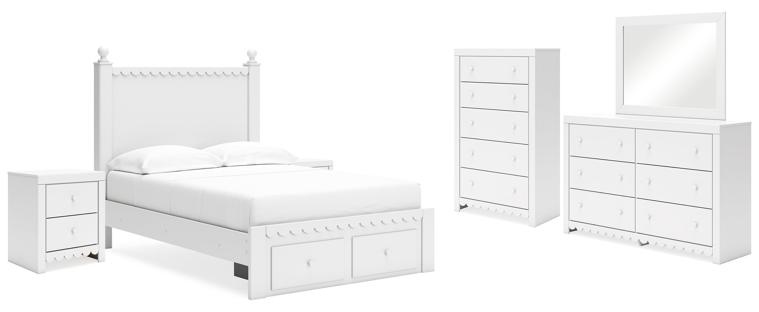 Mollviney White Panel Bedroom Set