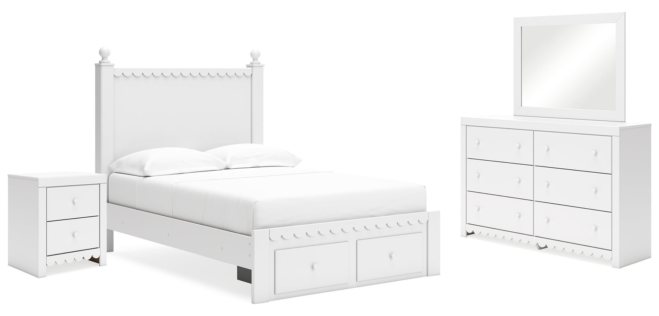 Mollviney White Panel Bedroom Set