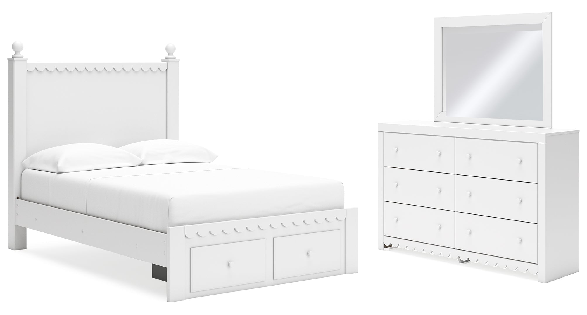 Mollviney White Panel Bedroom Set