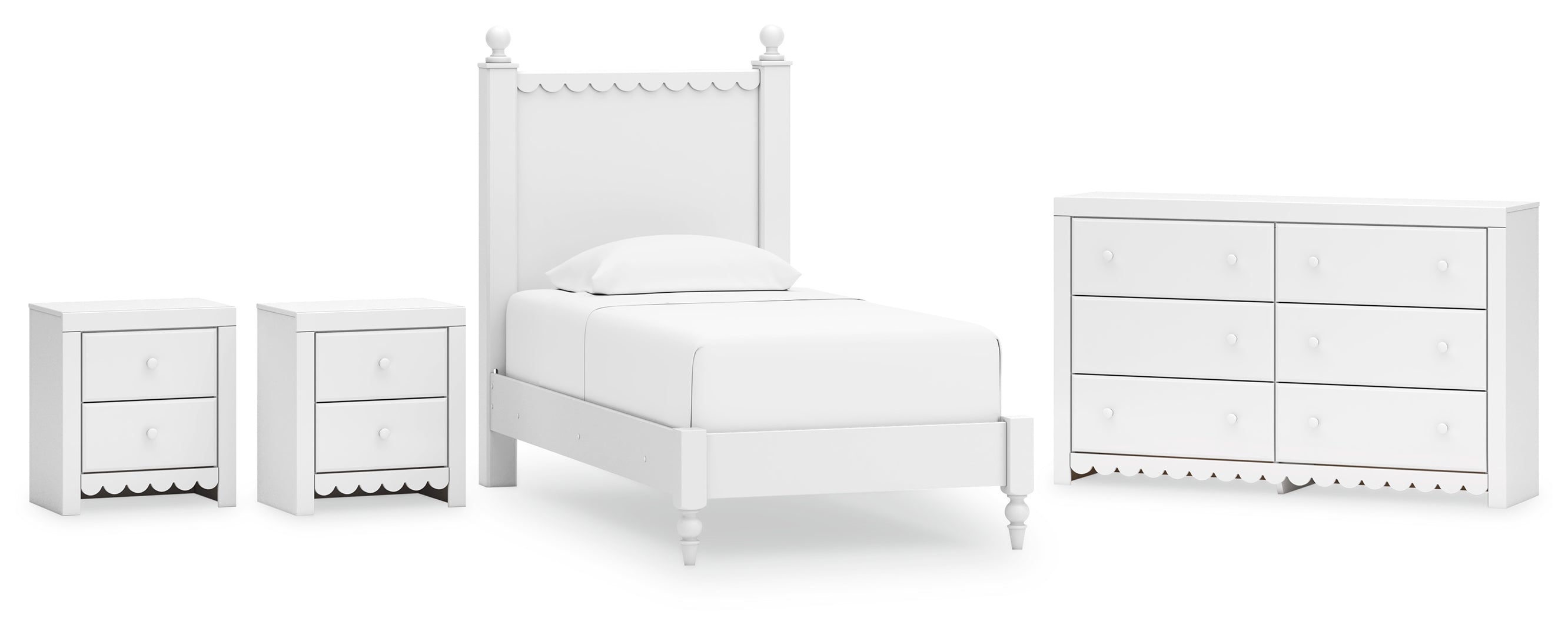 Mollviney White Panel Bedroom Set