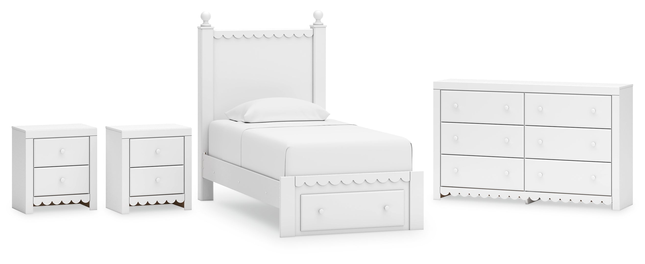 Mollviney White Panel Bedroom Set