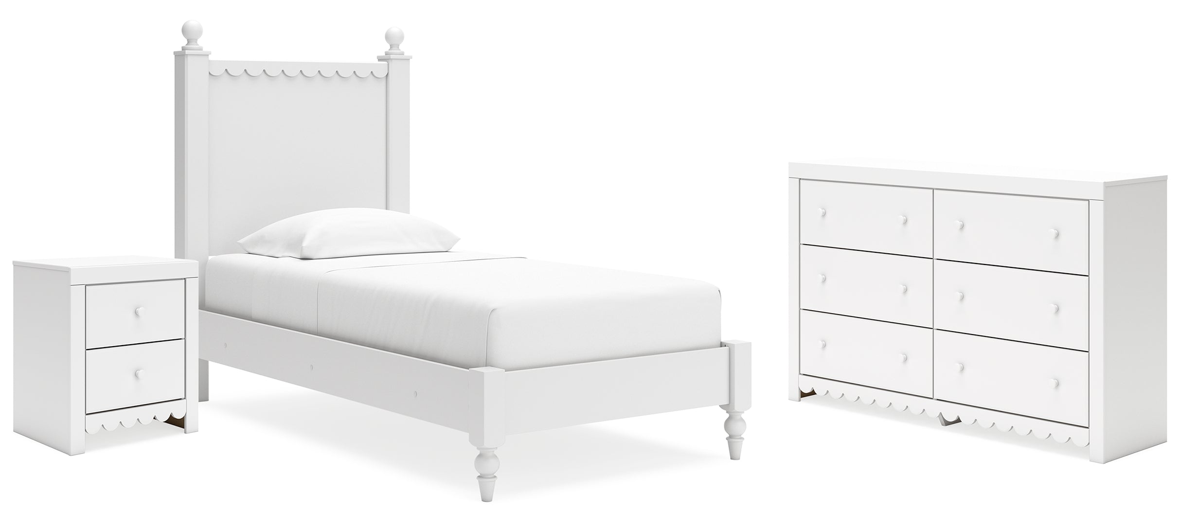 Mollviney White Panel Bedroom Set