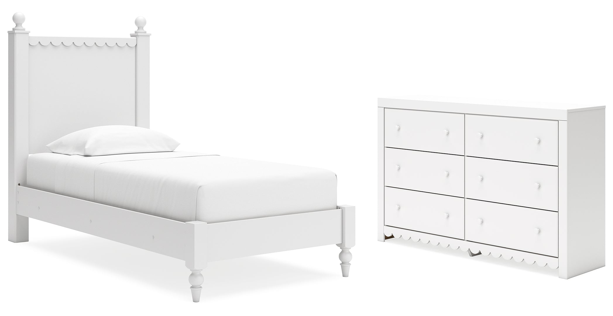 Mollviney White Panel Bedroom Set