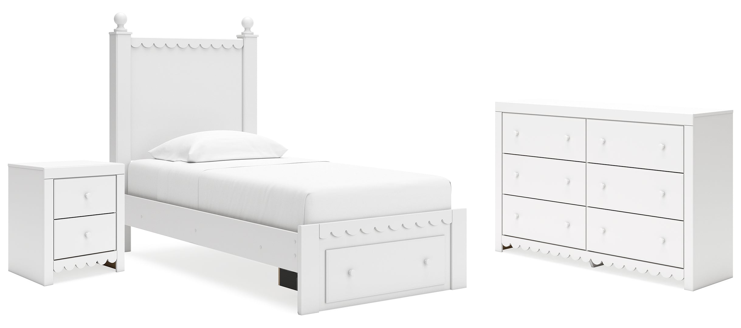 Mollviney White Panel Bedroom Set