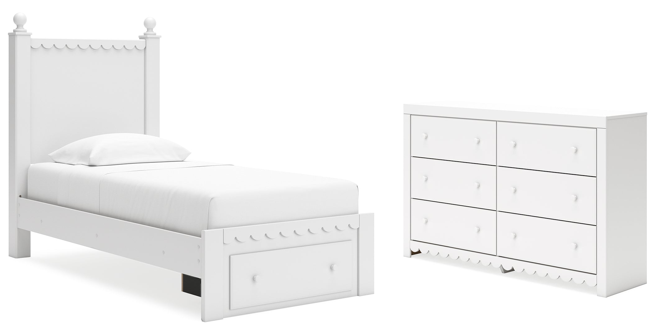 Mollviney White Panel Bedroom Set