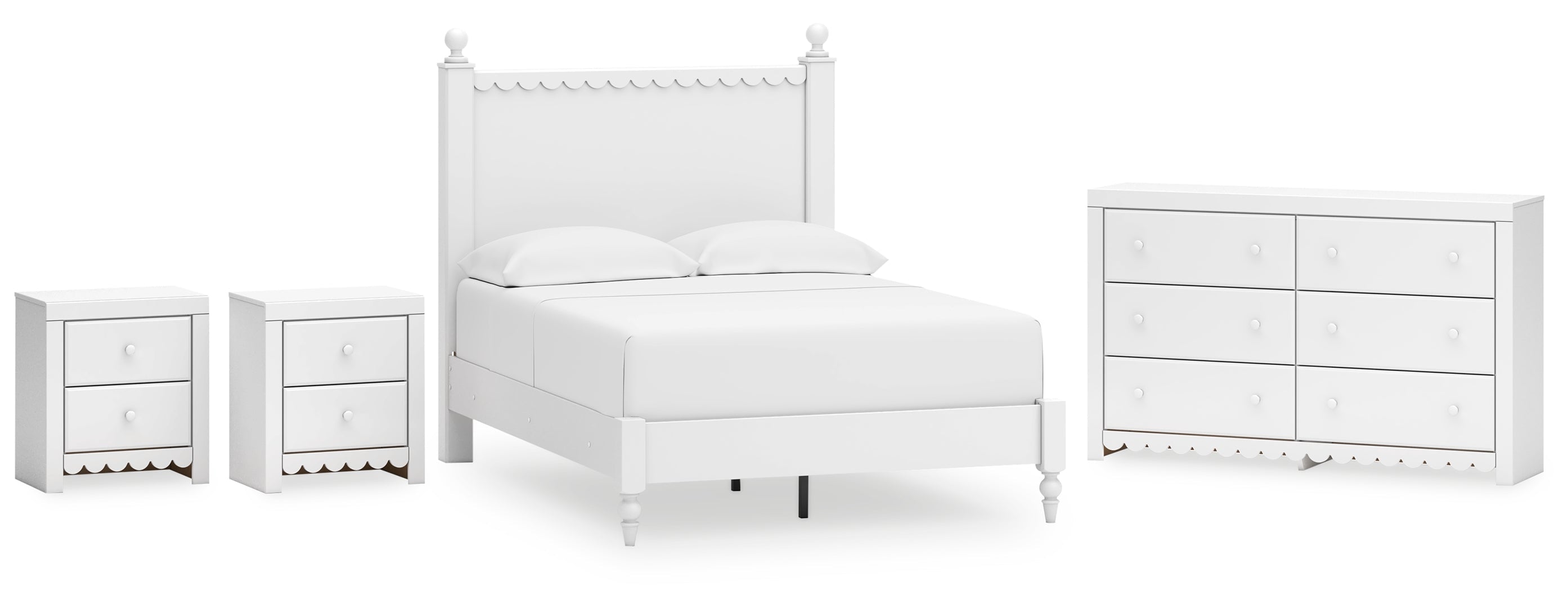 Mollviney White Panel Bedroom Set