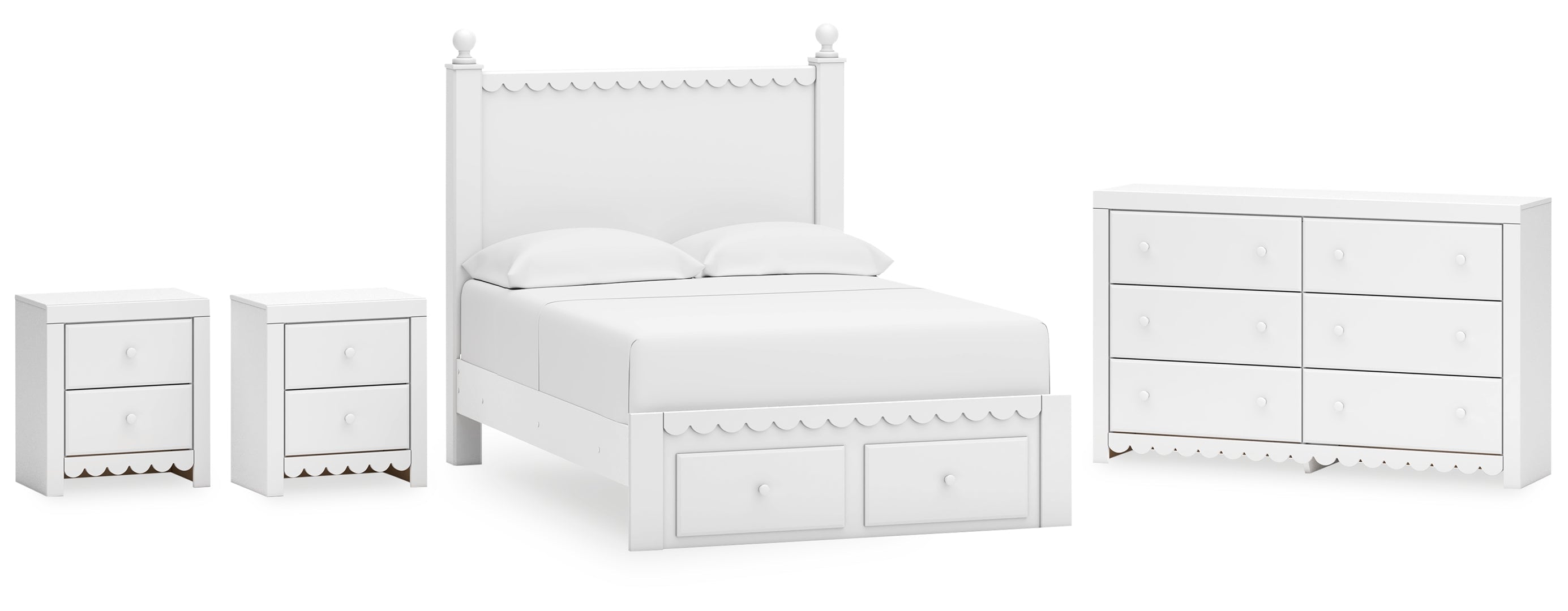 Mollviney White Panel Bedroom Set