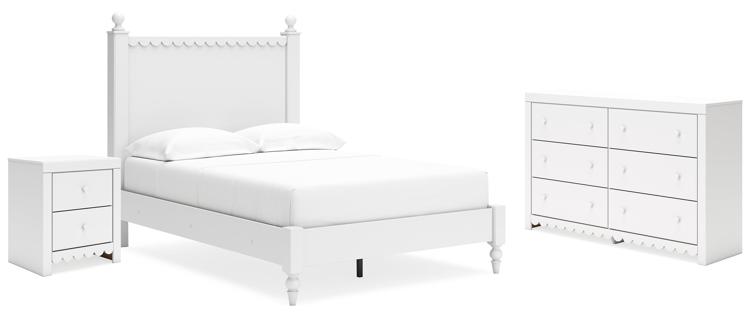 Mollviney White Panel Bedroom Set