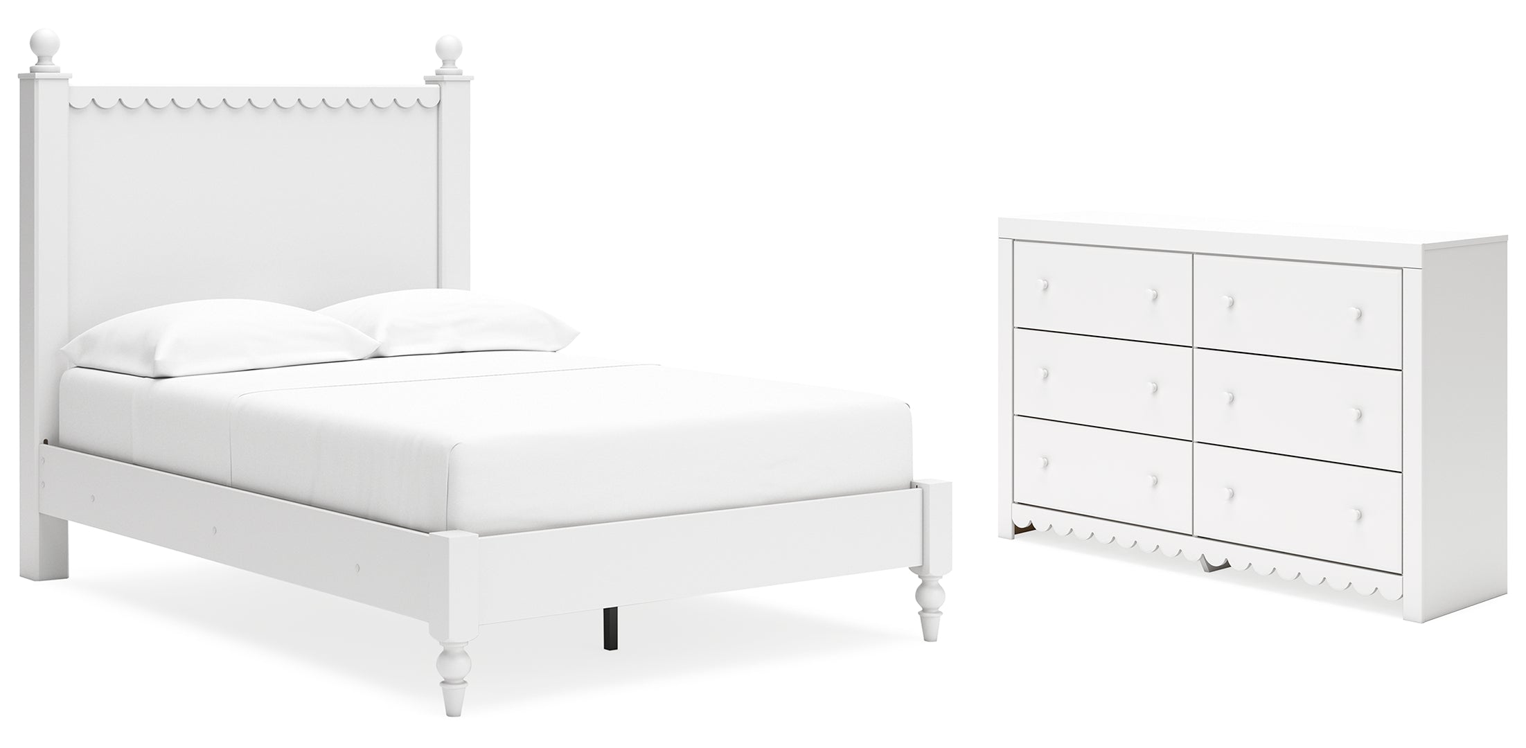 Mollviney White Panel Bedroom Set