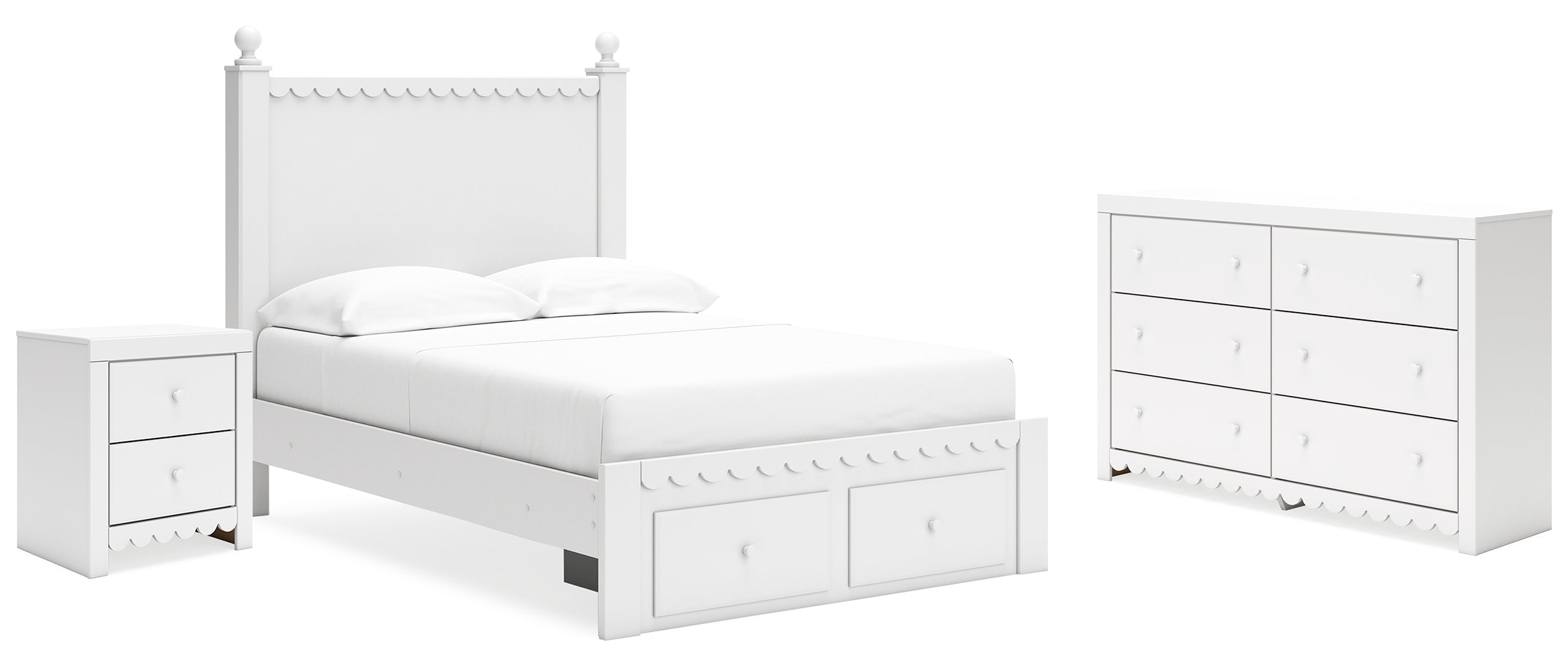 Mollviney White Panel Bedroom Set