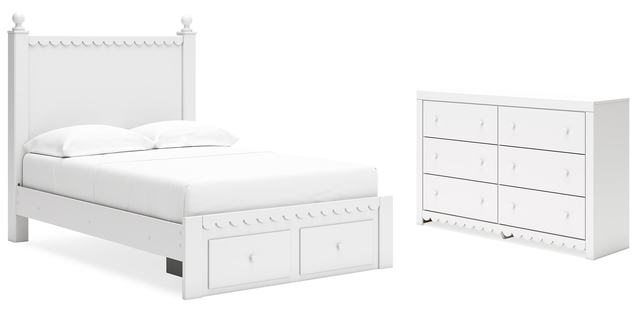 Mollviney White Panel Bedroom Set