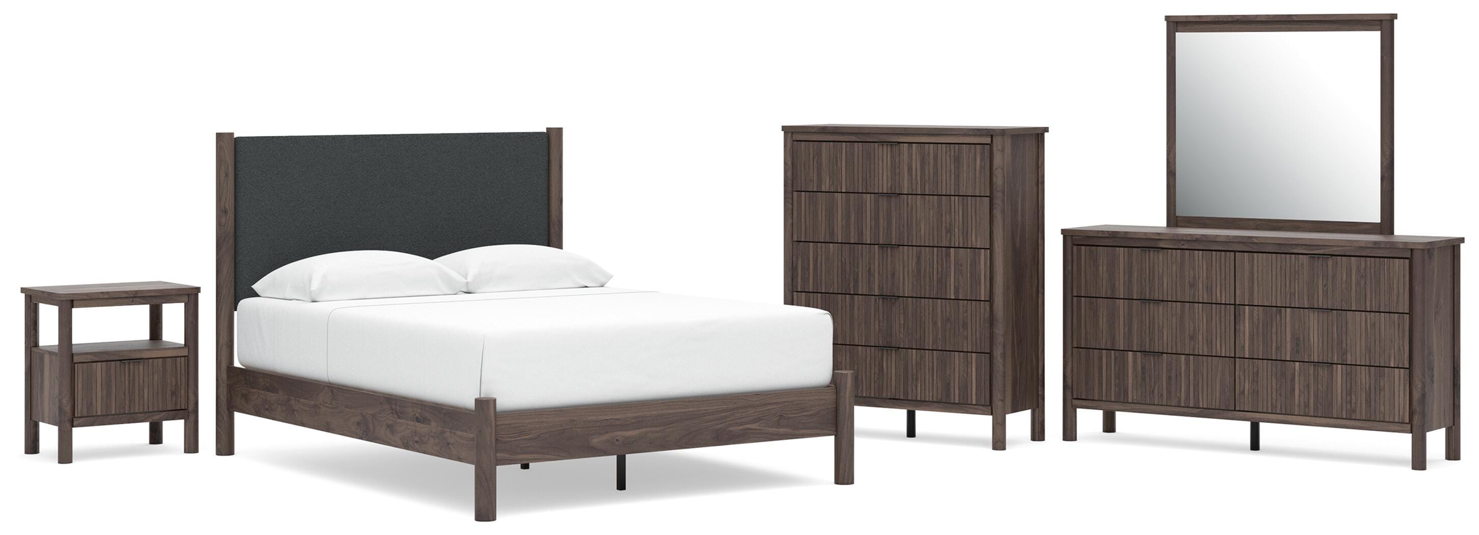 Pamytta Upholstered Panel Platform Bed Bedroom Set