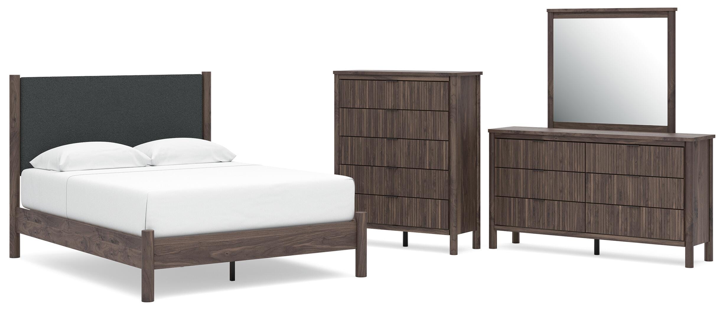 Pamytta Upholstered Panel Platform Bed Bedroom Set
