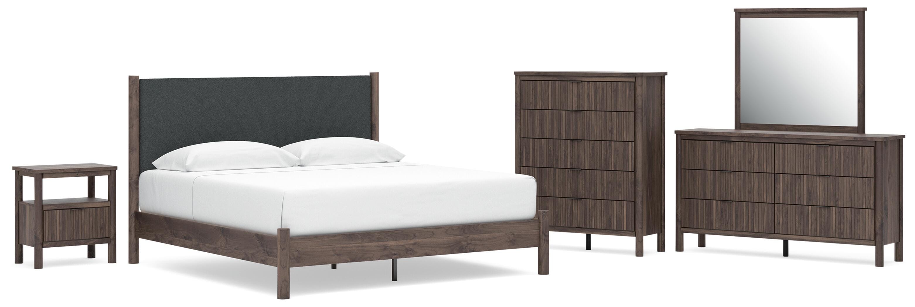 Pamytta Upholstered Panel Platform Bed Bedroom Set