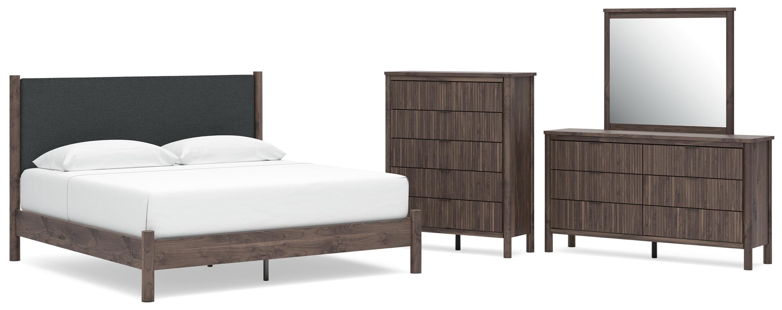 Pamytta Upholstered Panel Platform Bed Bedroom Set