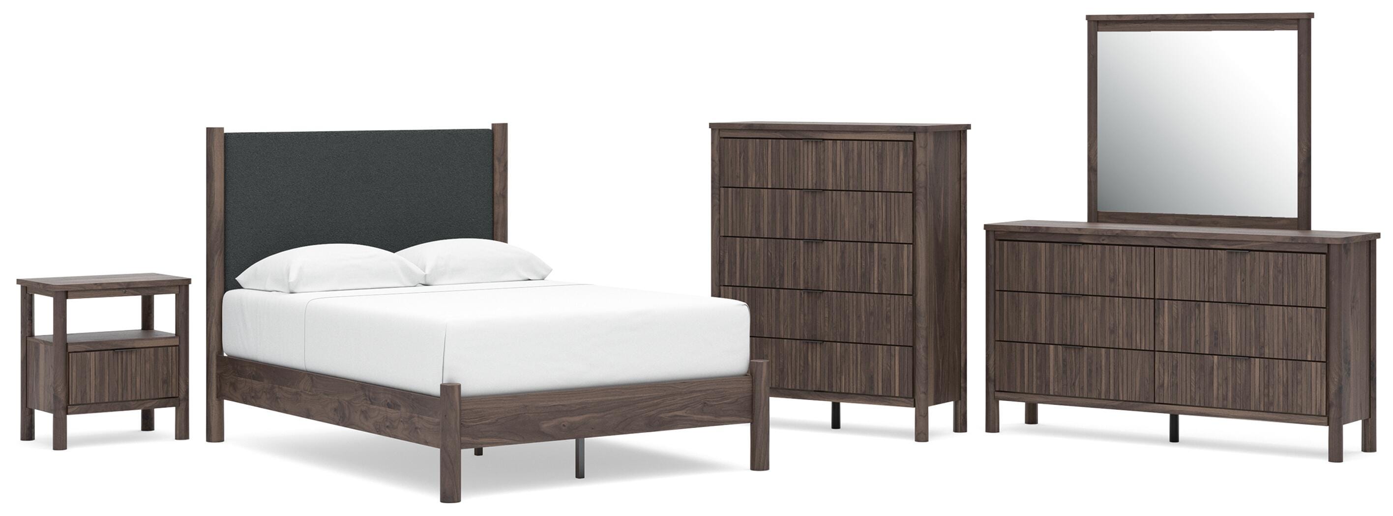 Pamytta Upholstered Panel Platform Bed Bedroom Set