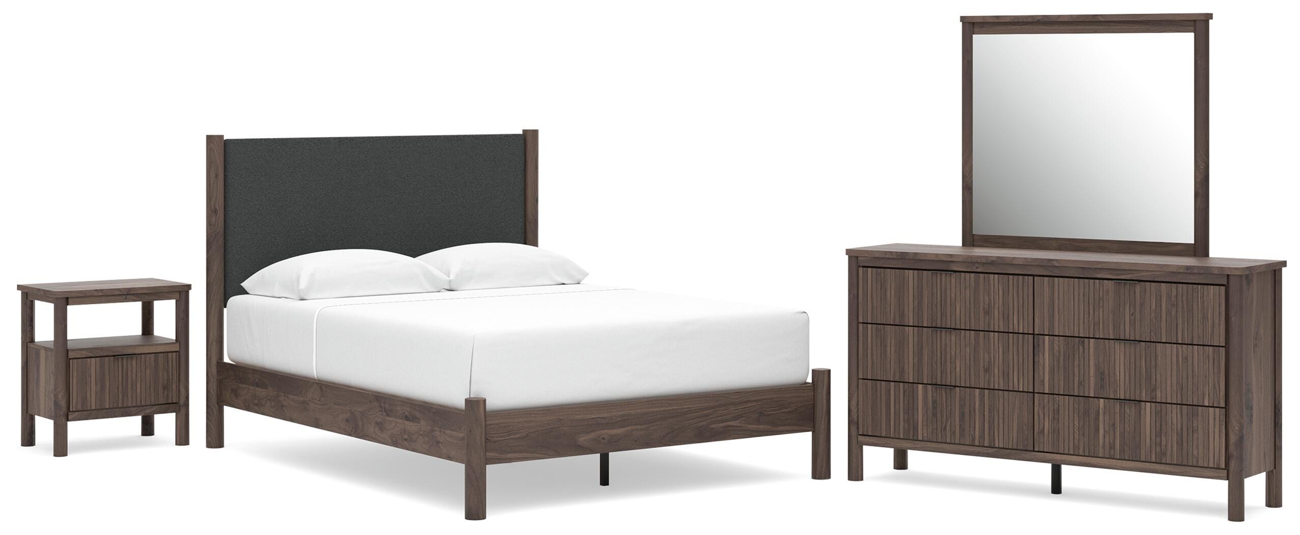 Pamytta Upholstered Panel Platform Bed Bedroom Set