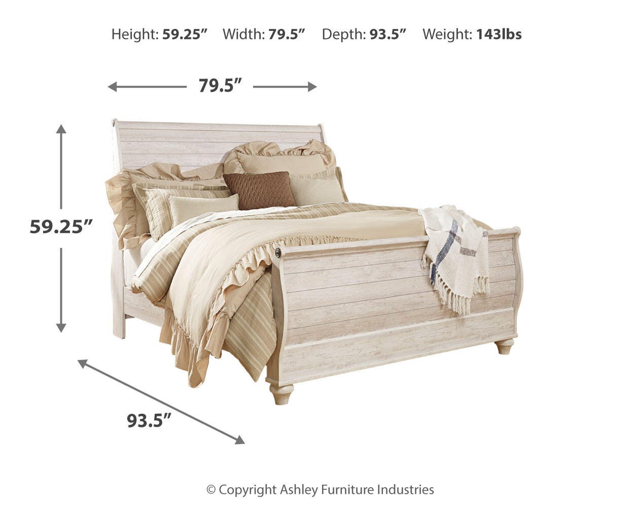 Willowton Sleigh Bed