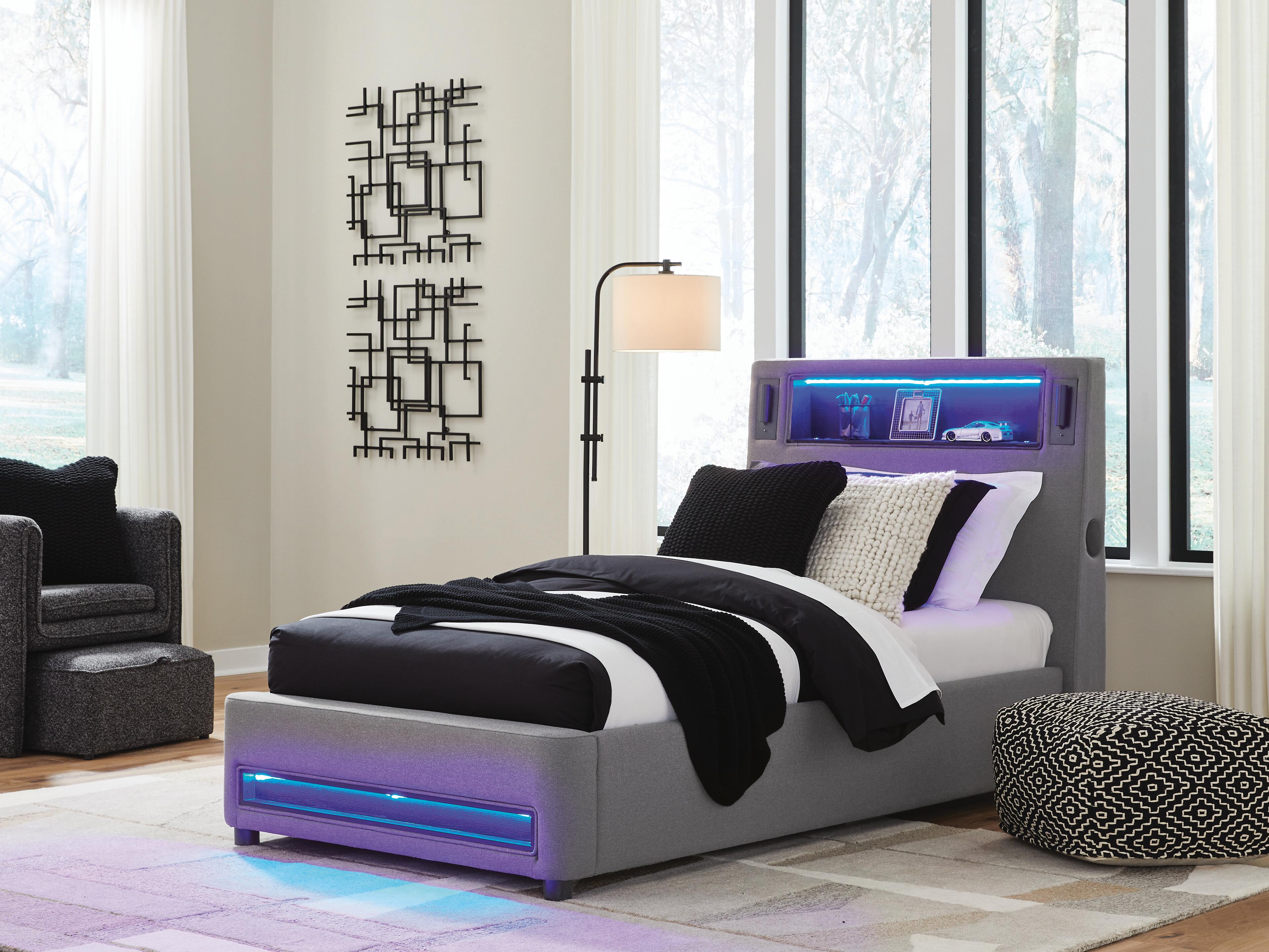 Cayberry Upholstered Bed with Wireless Audio