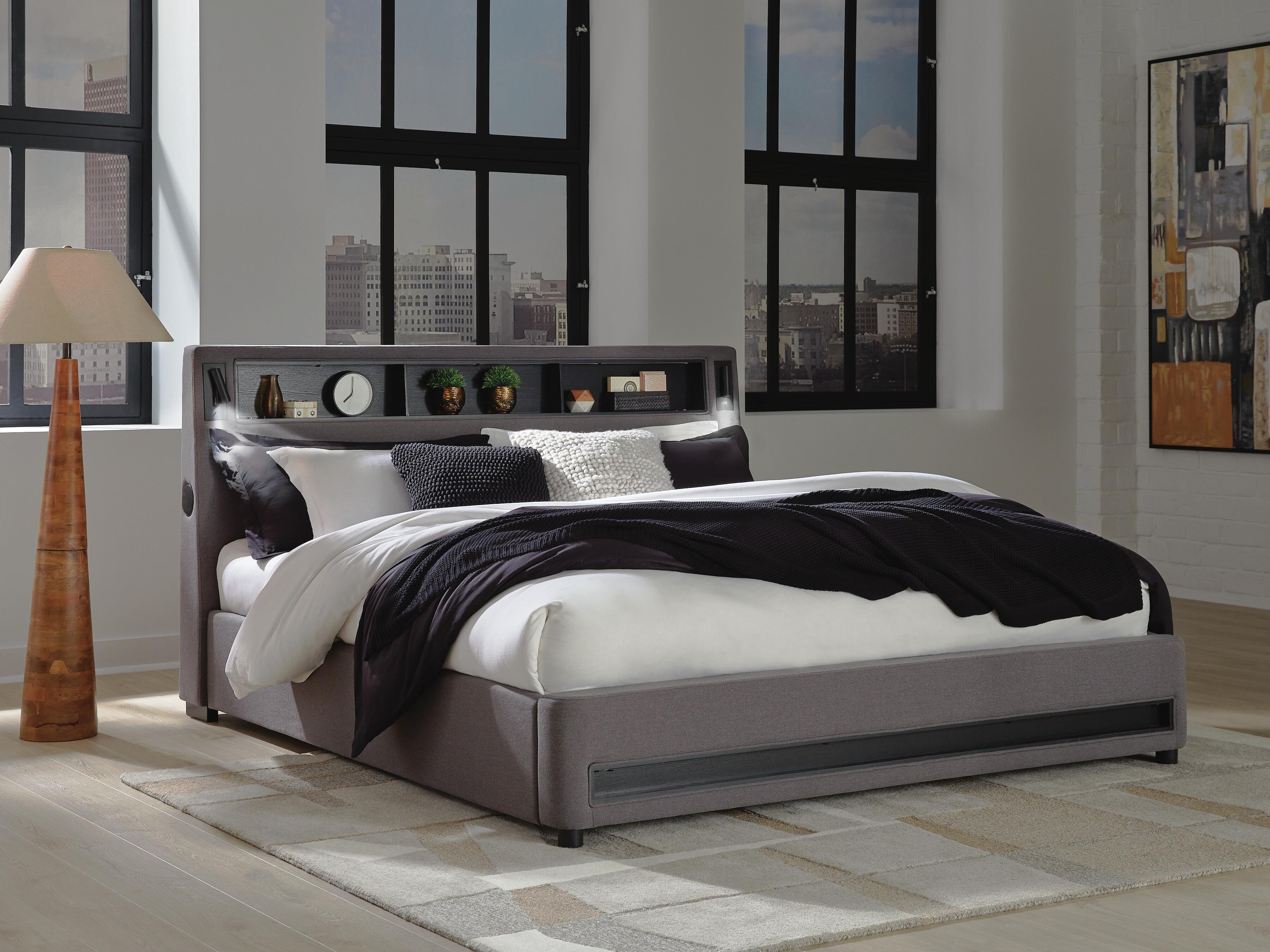 Cayberry Upholstered Bed with Wireless Audio