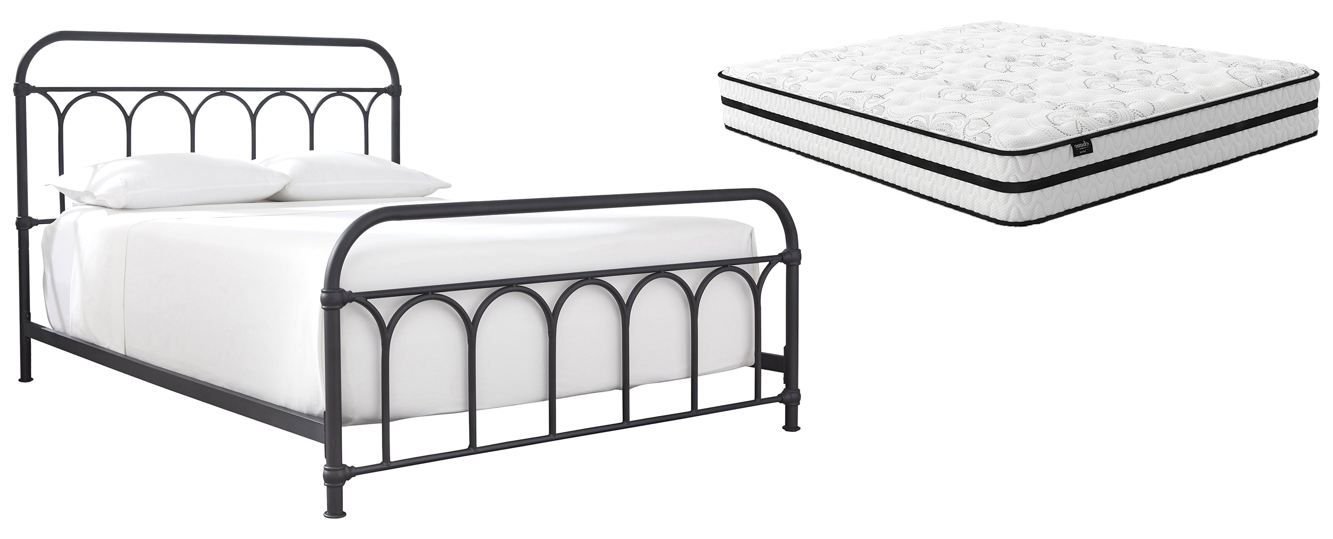 Nashburg Queen Metal Bed with Mattress