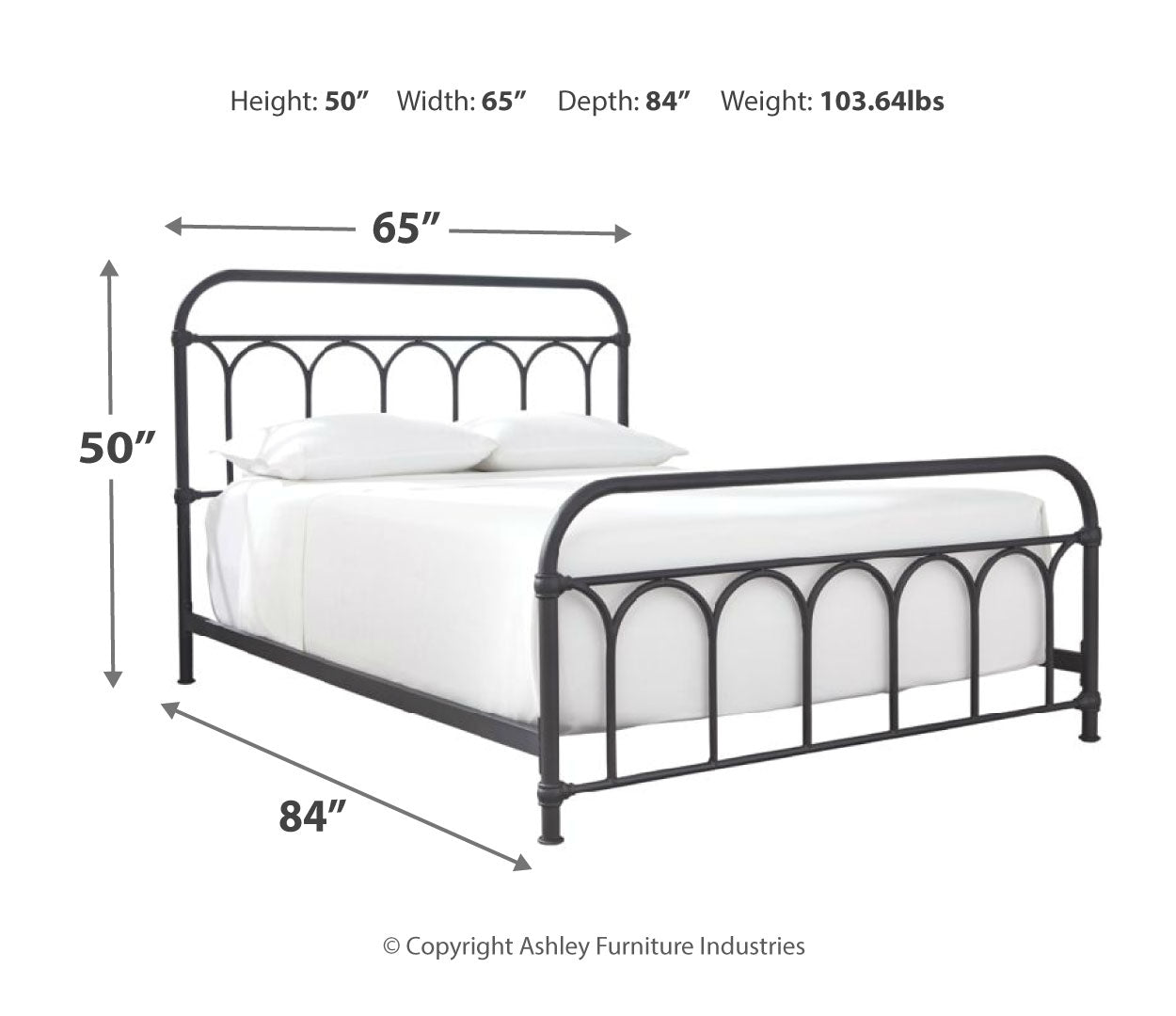 Nashburg Queen Metal Bed with Mattress