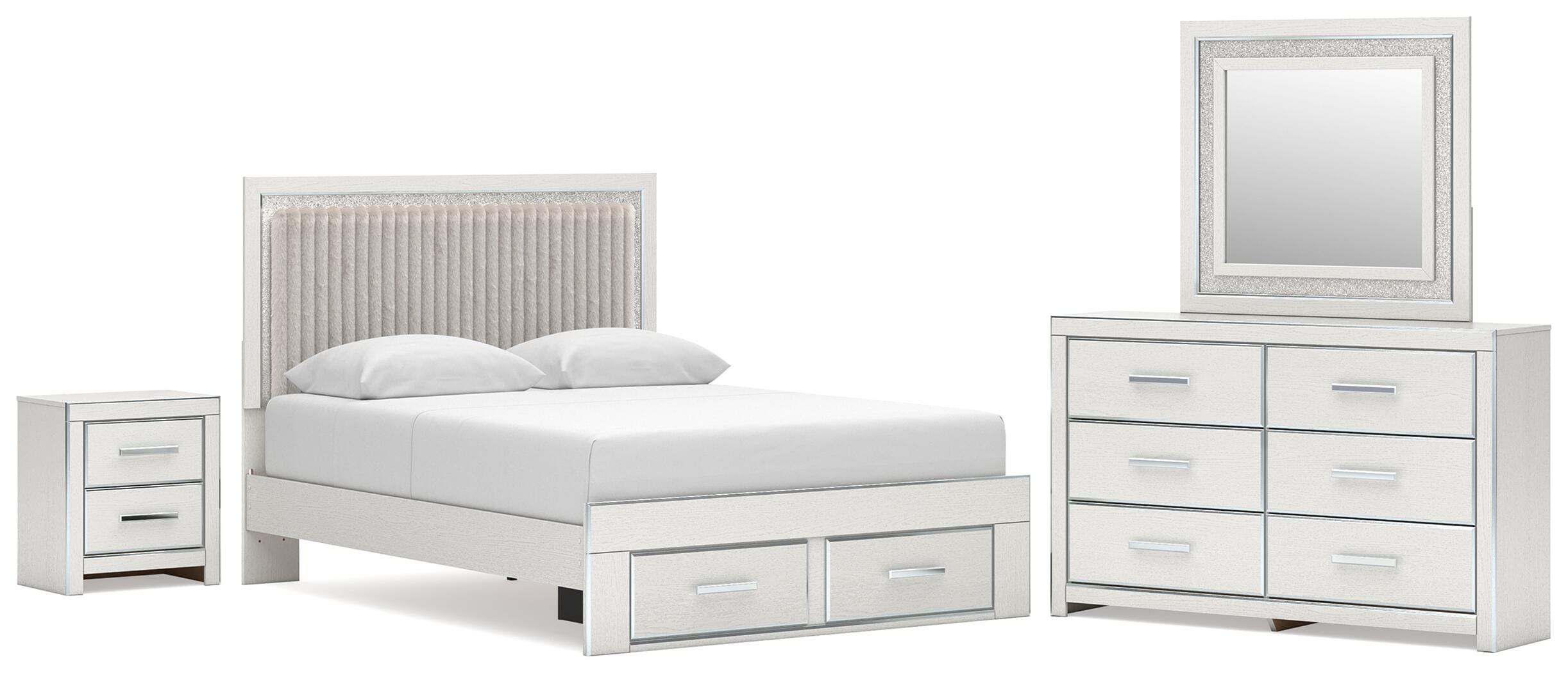 Zuraleus Upholstered Panel Platform Storage Bed Bedroom Set