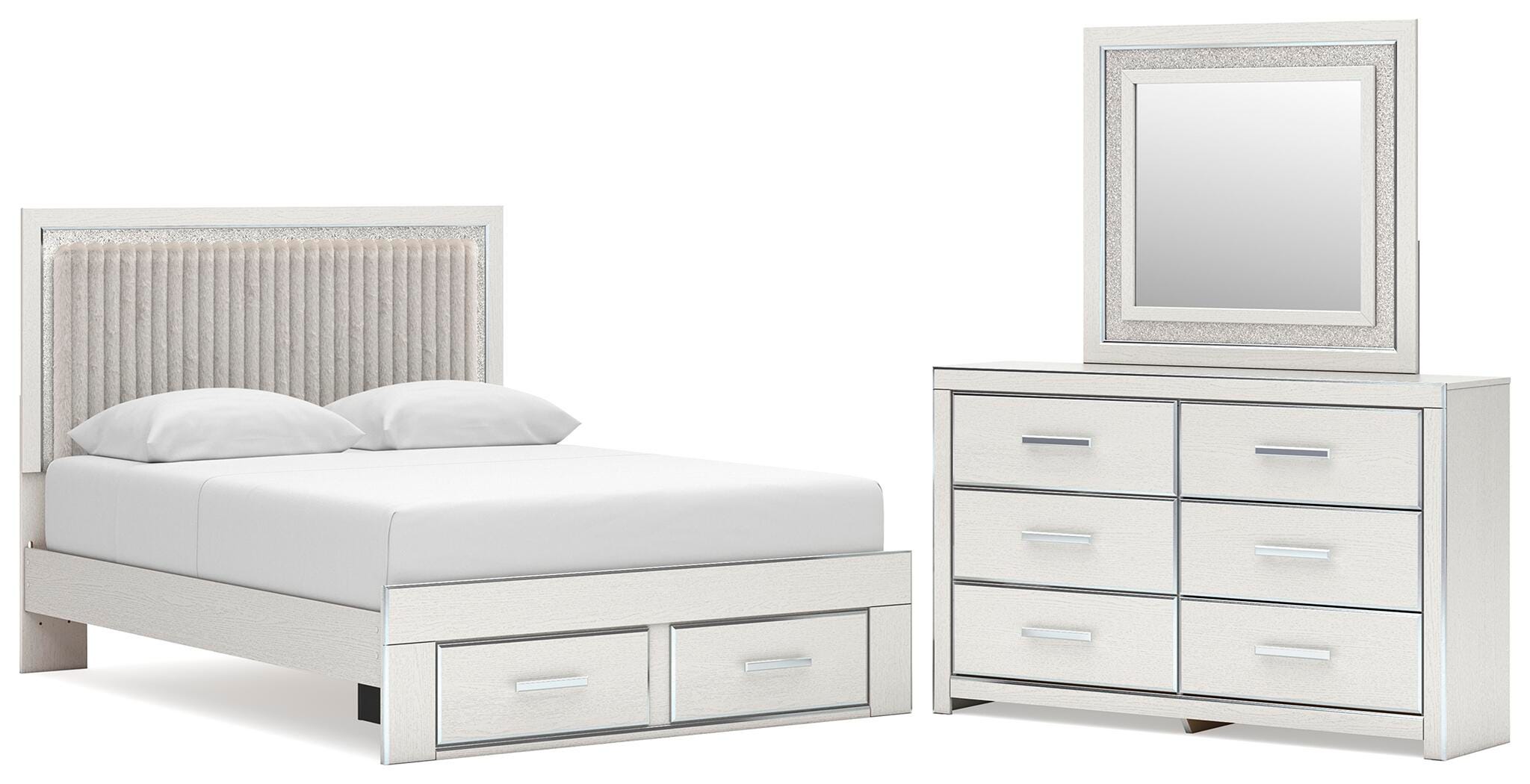Zuraleus Upholstered Panel Platform Storage Bed Bedroom Set
