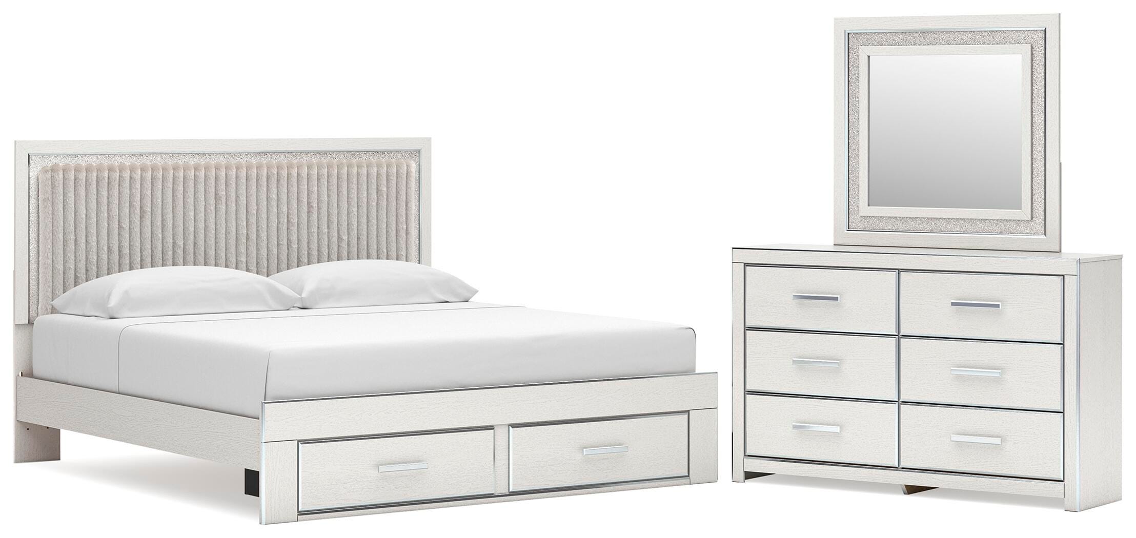 Zuraleus Upholstered Panel Platform Storage Bed Bedroom Set