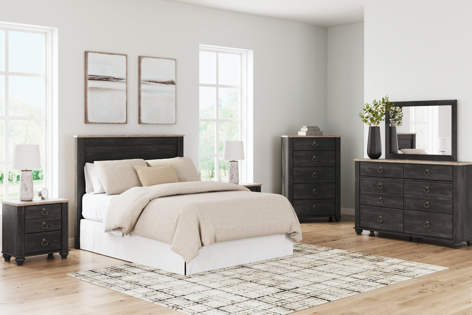 Nanforth Grey Panel Bedroom Set