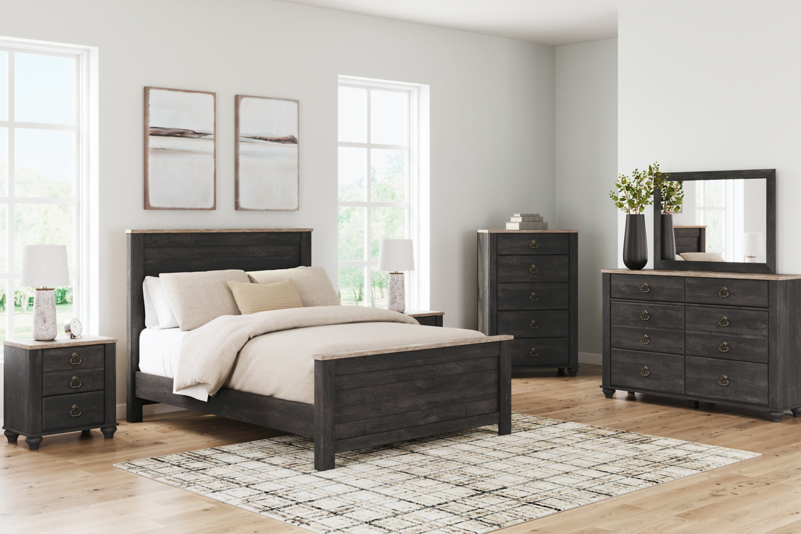 Nanforth Grey Panel Bedroom Set