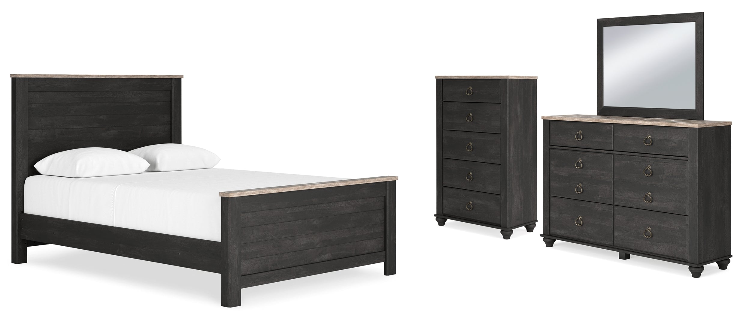 Nanforth Grey Panel Bedroom Set