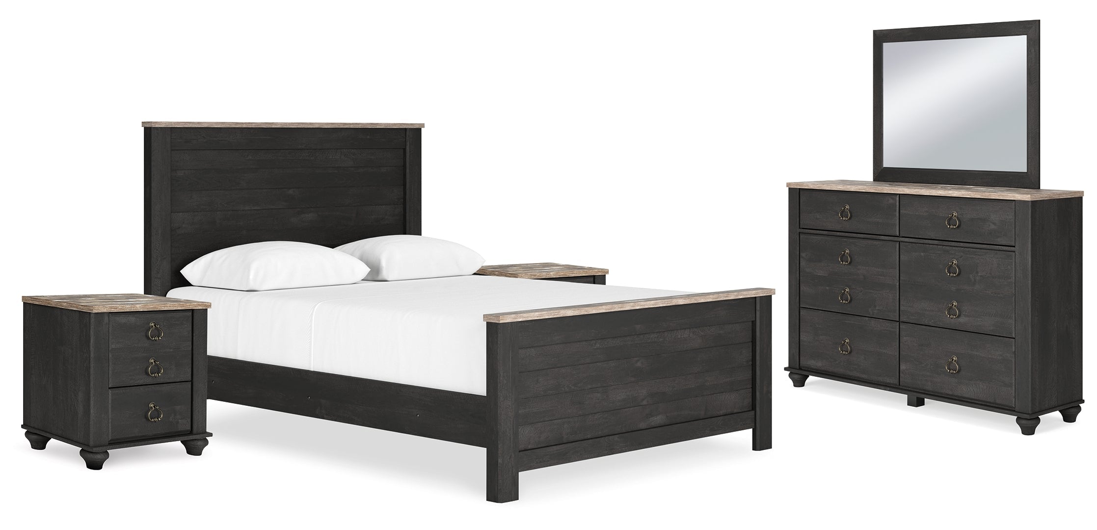 Nanforth Grey Panel Bedroom Set