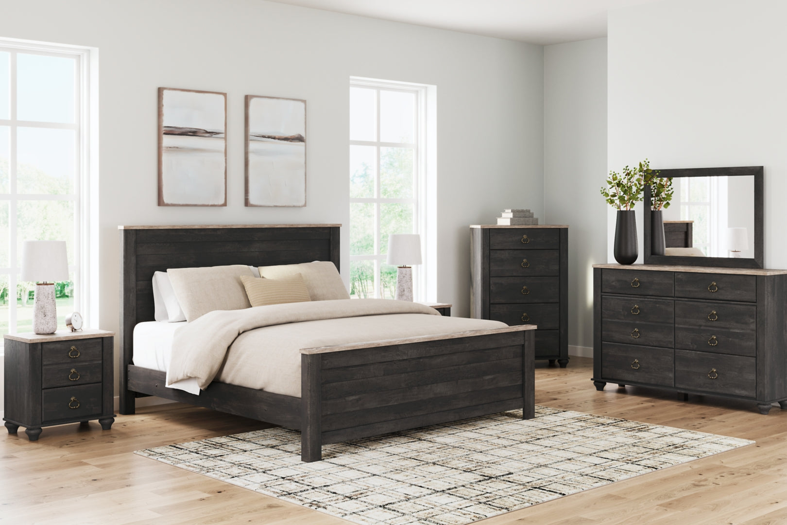 Nanforth Grey Panel Bedroom Set