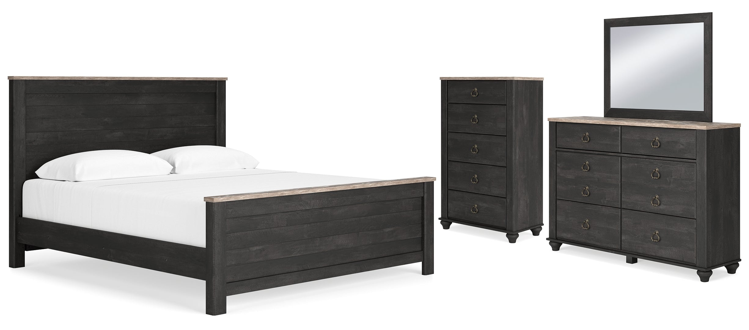 Nanforth Grey Panel Bedroom Set