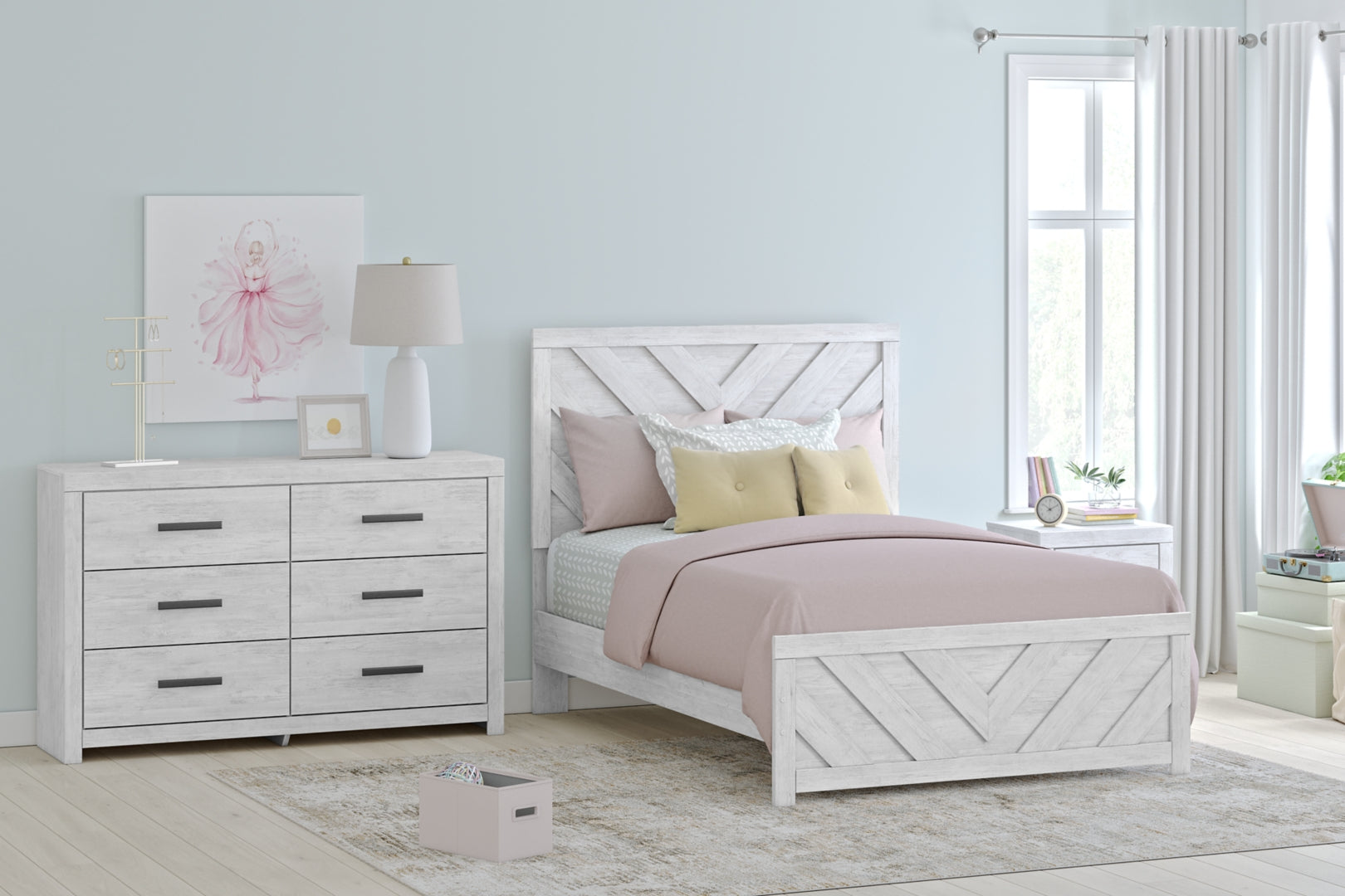 Cayboni White Panel Bedroom Set