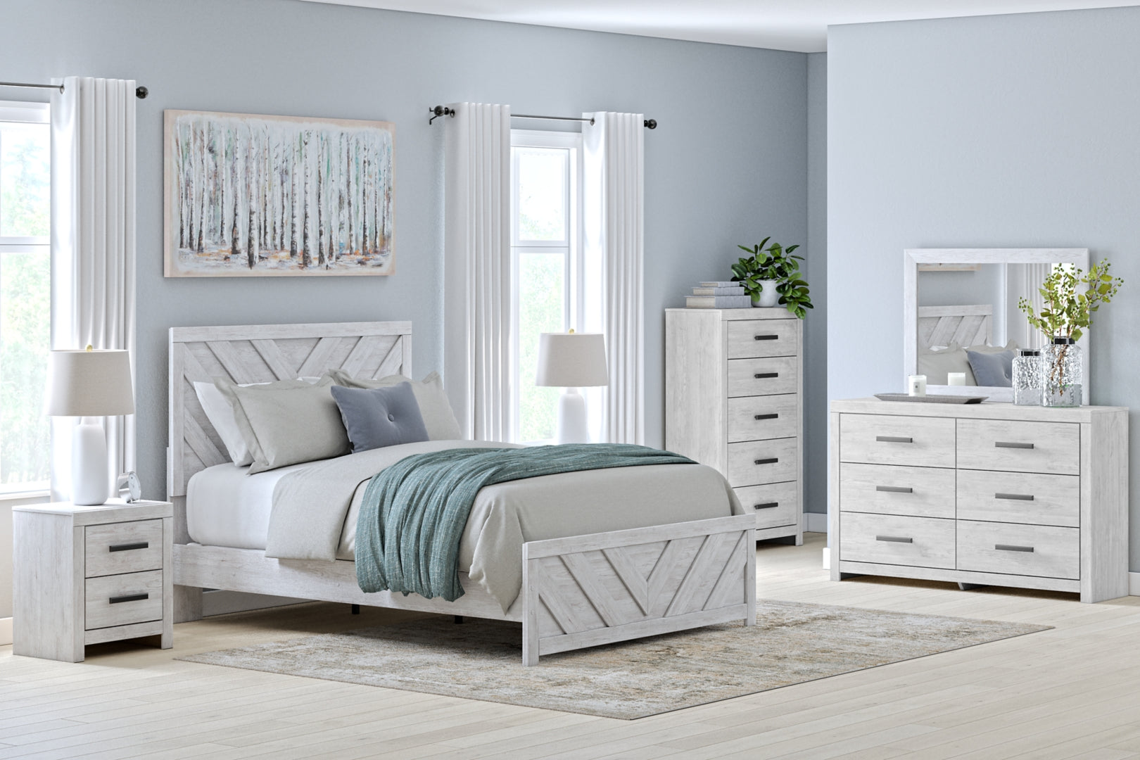 Cayboni White Panel Bedroom Set