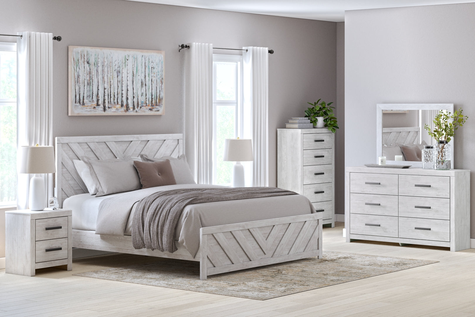 Cayboni White Panel Bedroom Set