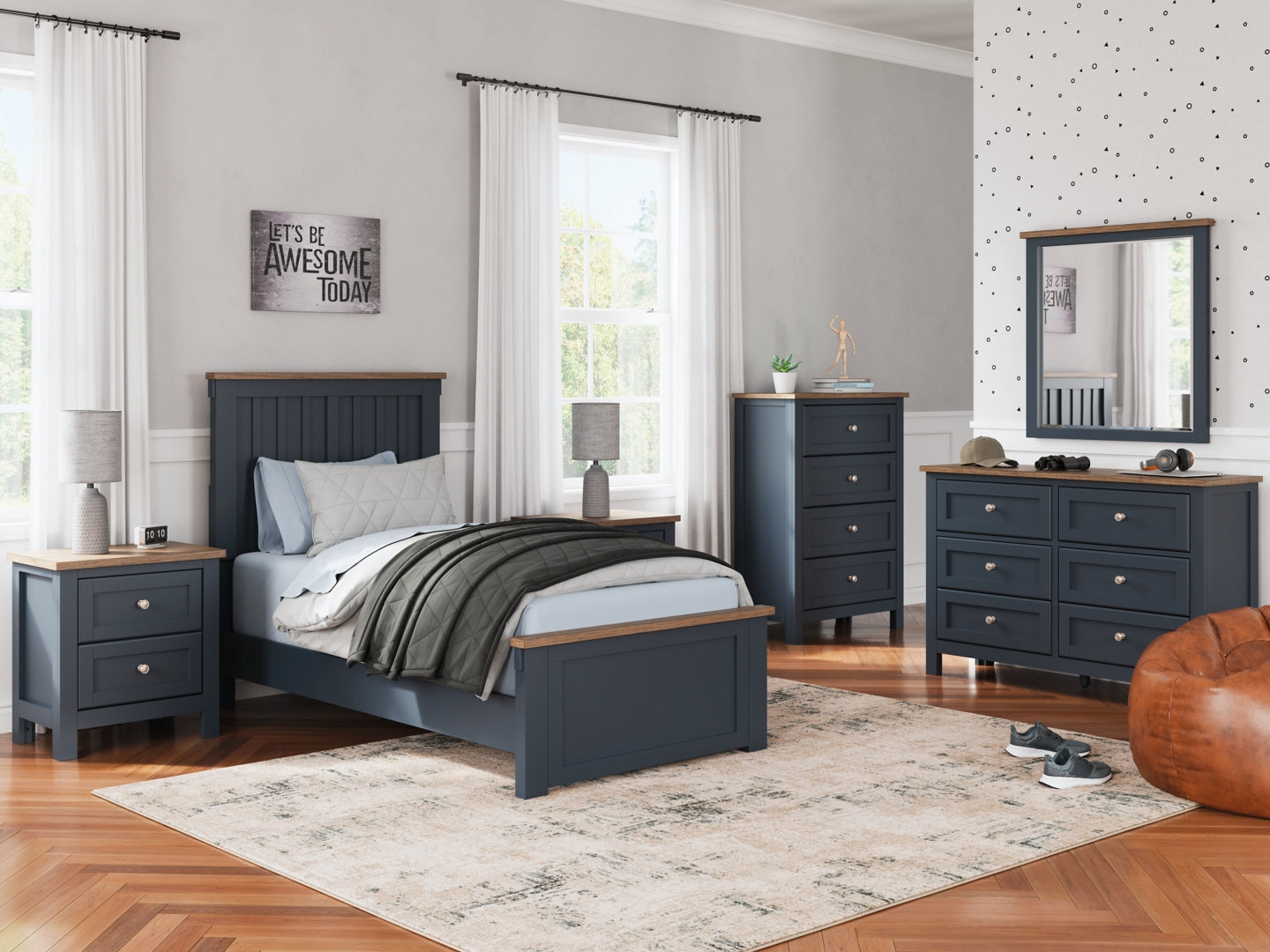 Landocken Blue Panel Bedroom Set