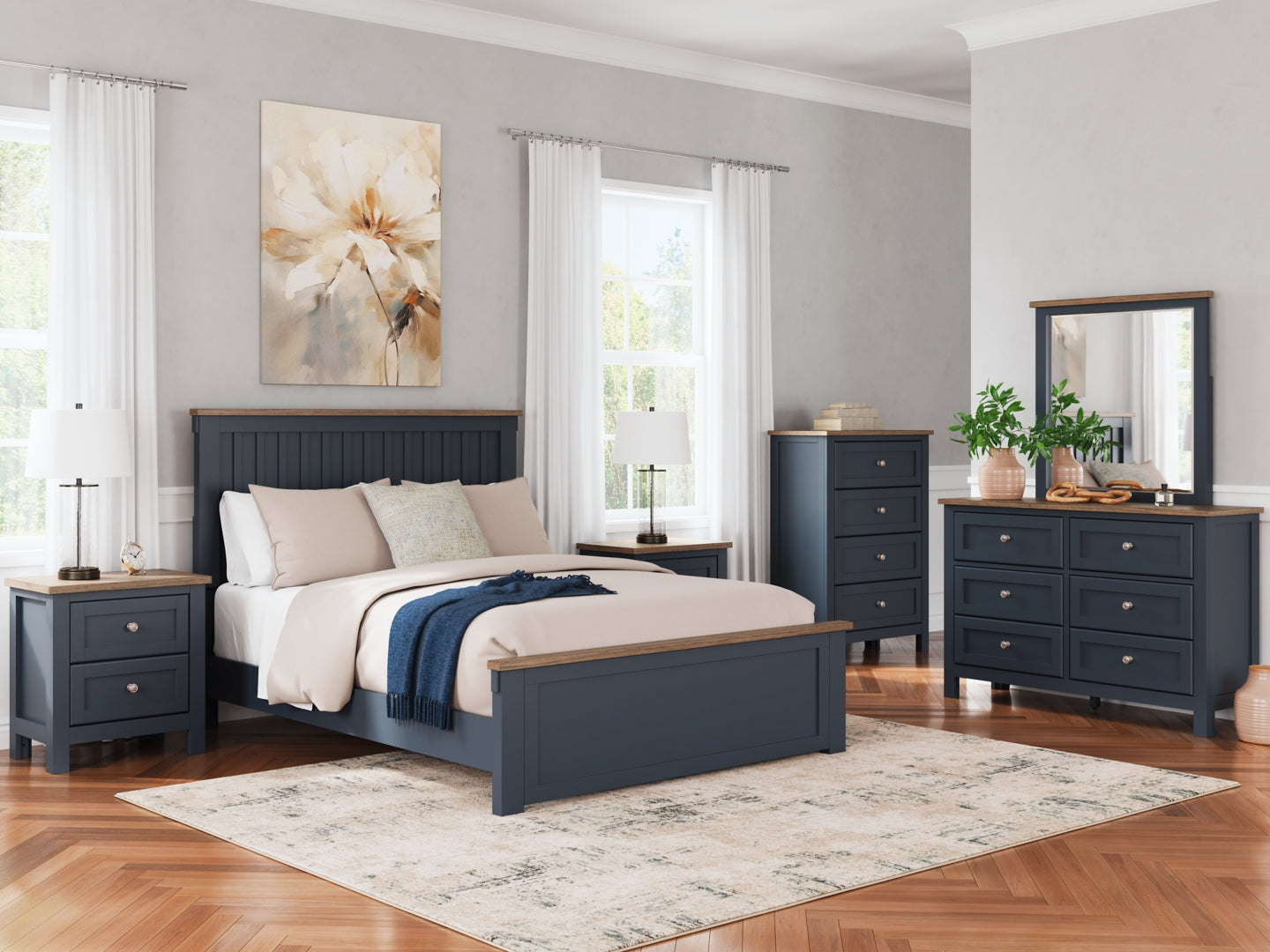 Landocken Blue Panel Bedroom Set