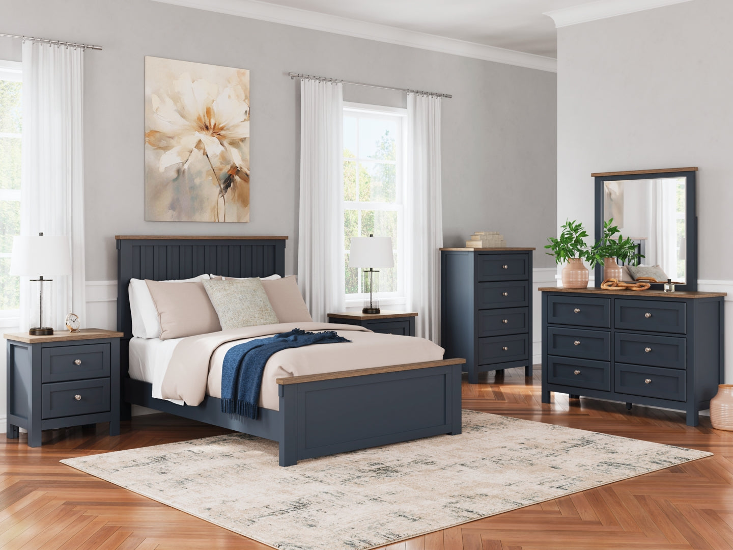 Landocken Blue Panel Bedroom Set