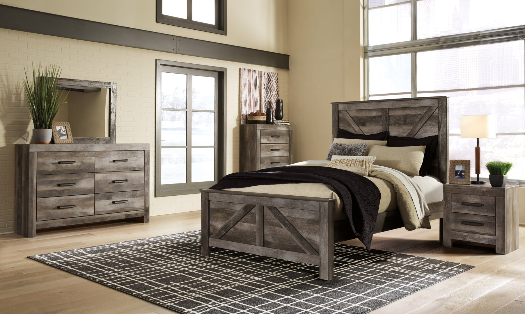 Wynnlow Grey Crossbuck Panel Bedroom Set