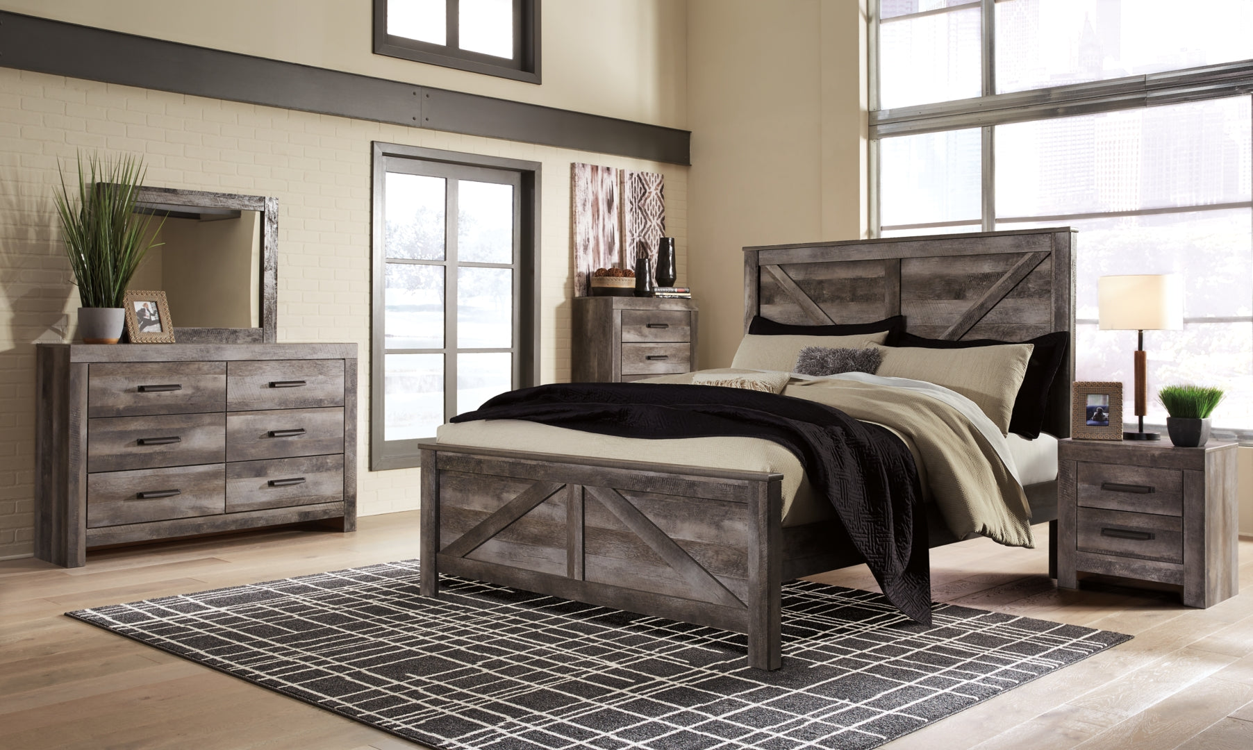 Wynnlow Grey Crossbuck Panel Bedroom Set