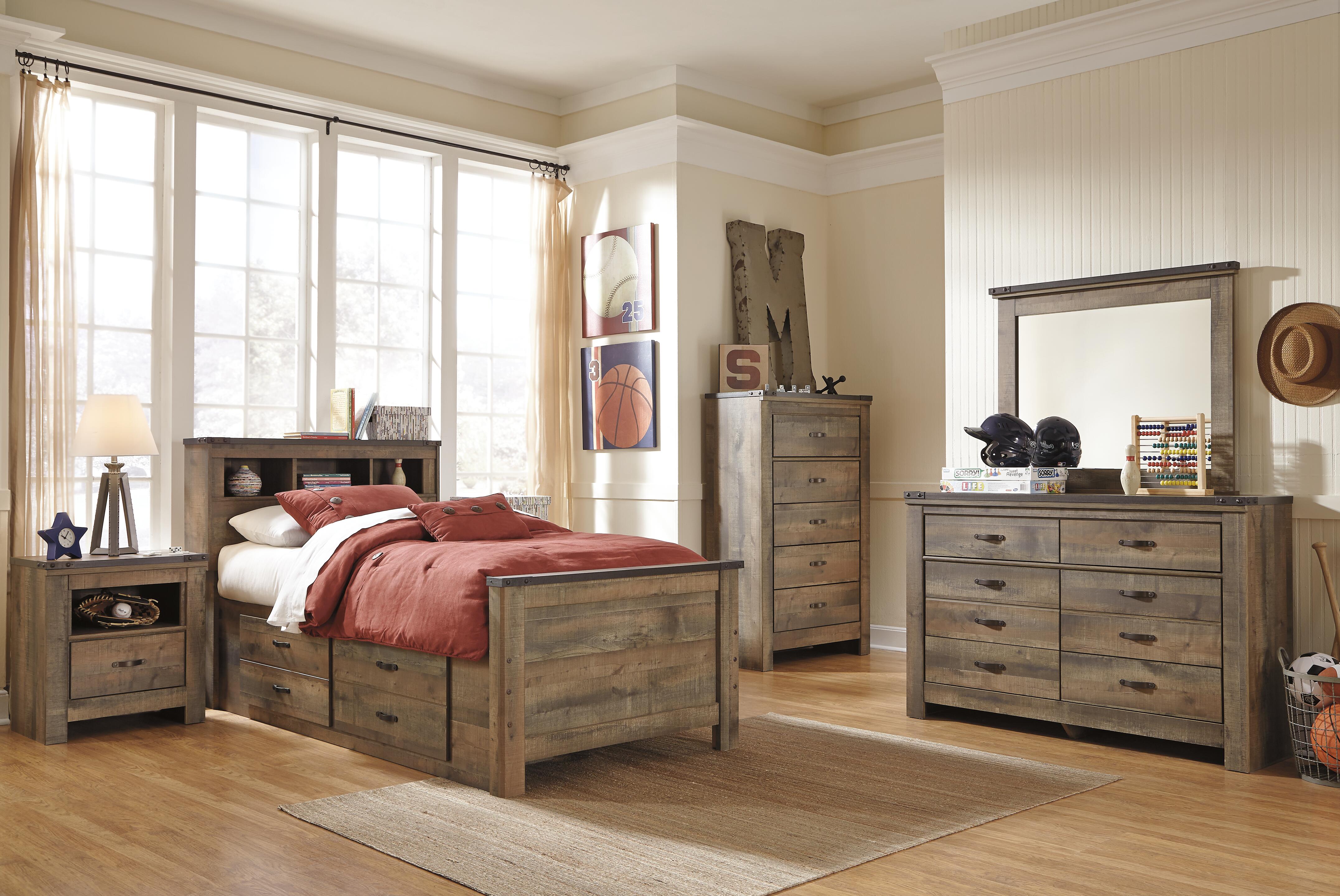 Trinell Bookcase Bed with 2 Storage Drawers