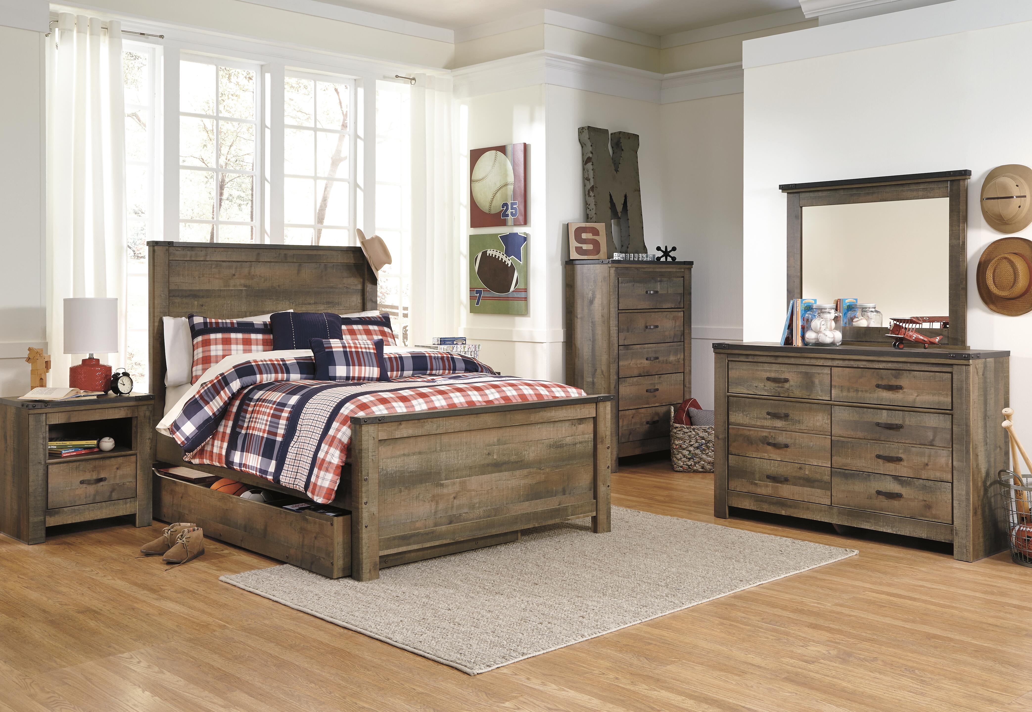 Trinell Panel Bed with 1 Large Storage Drawer