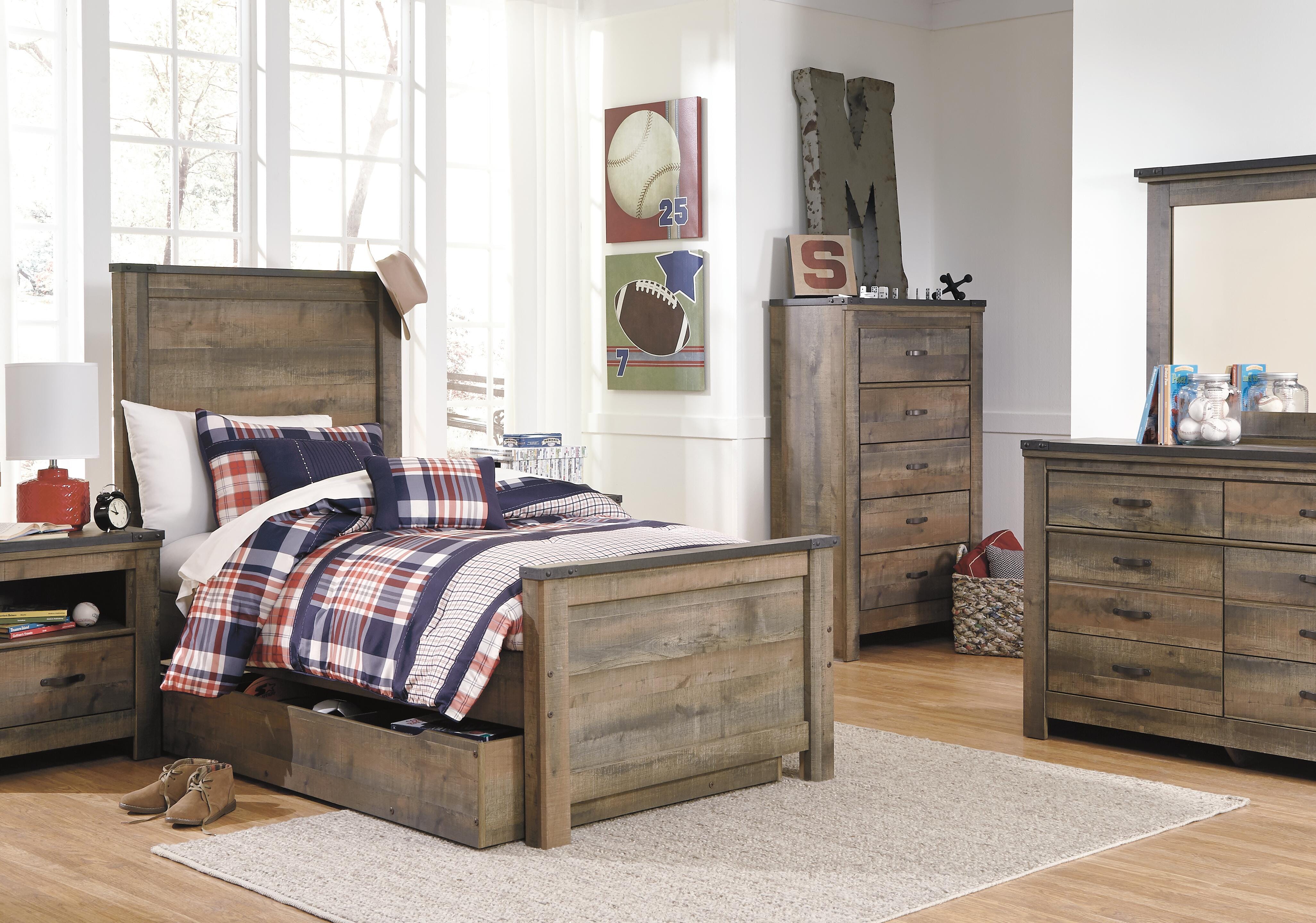 Trinell Panel Bed with 1 Large Storage Drawer