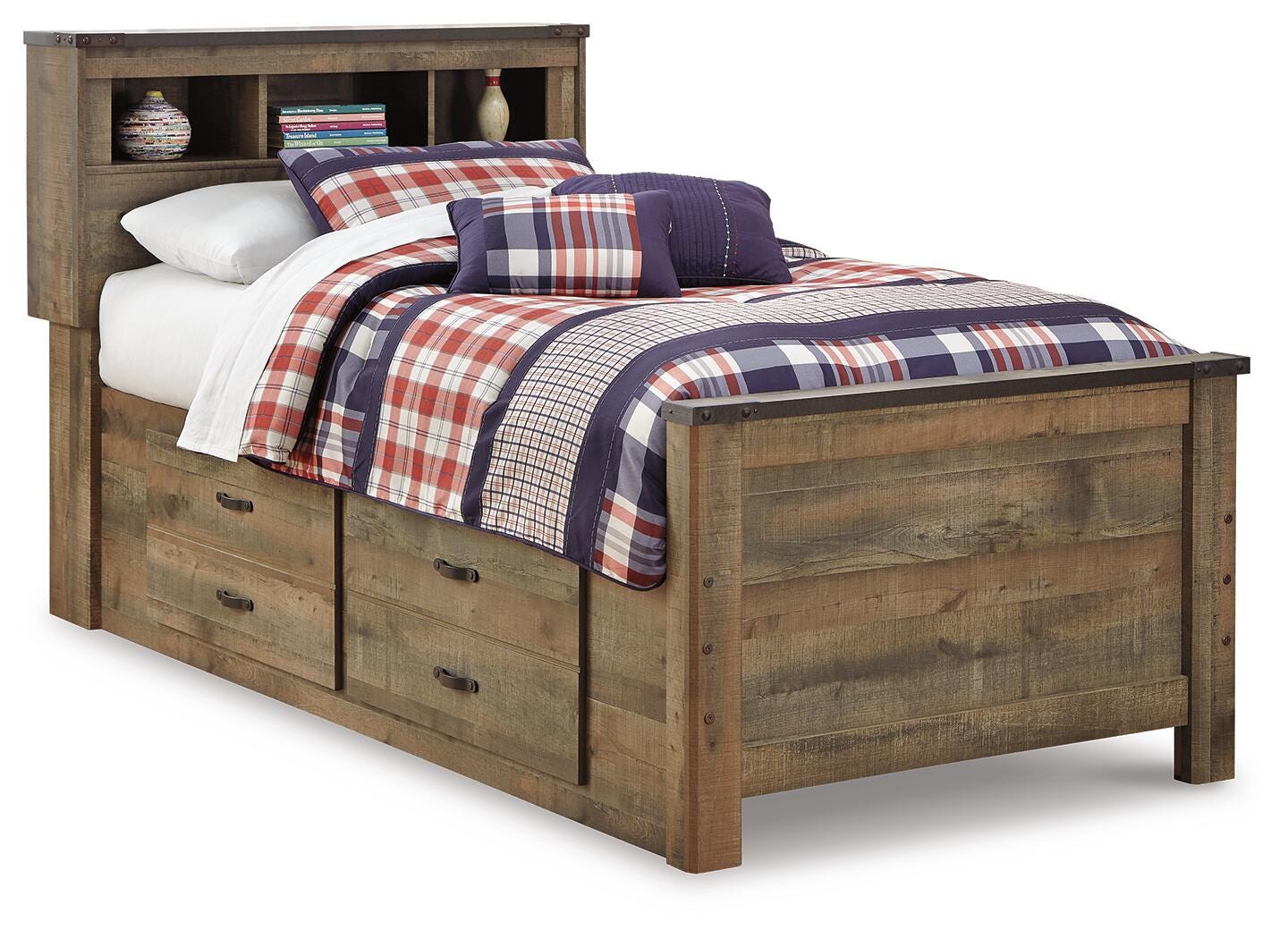 Trinell Bookcase Bed with 2 Storage Drawers