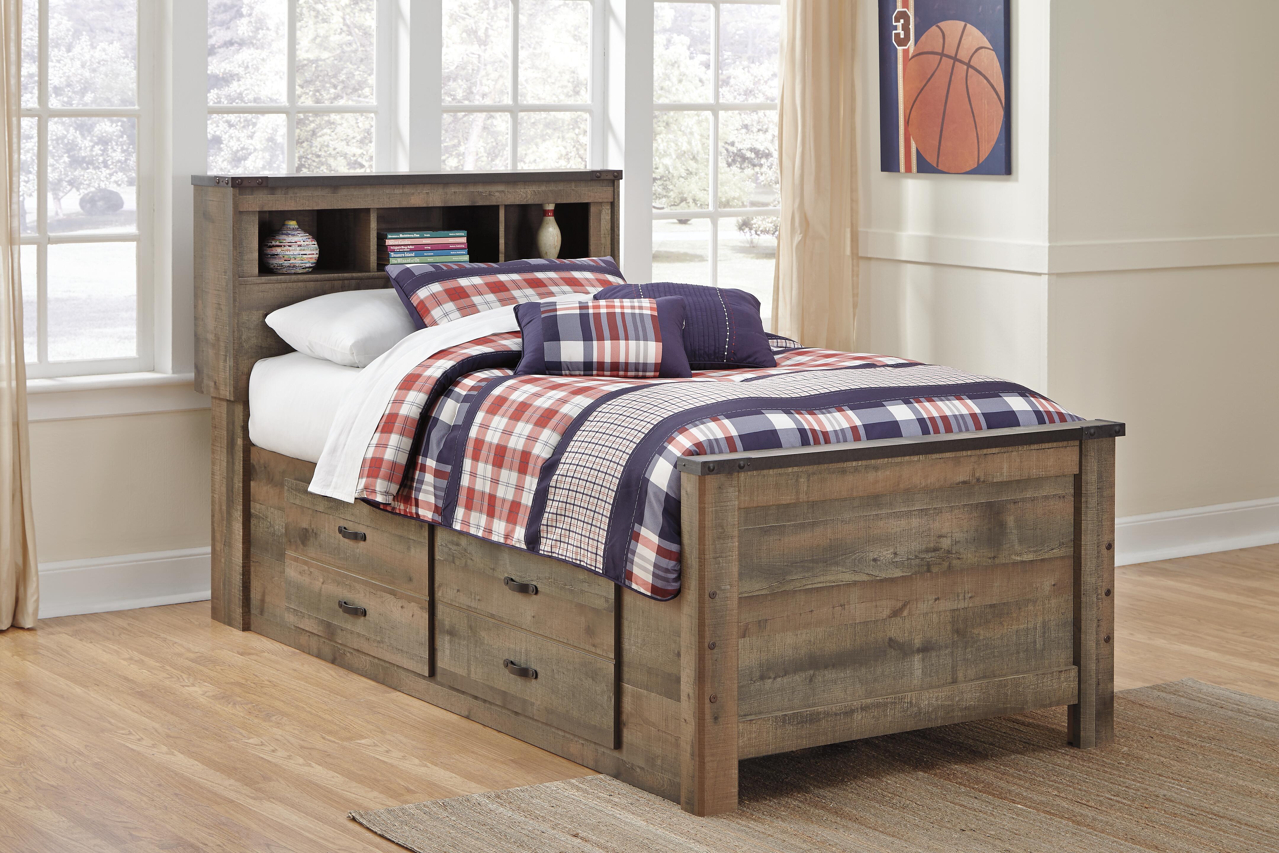 Trinell Bookcase Bed with 2 Storage Drawers